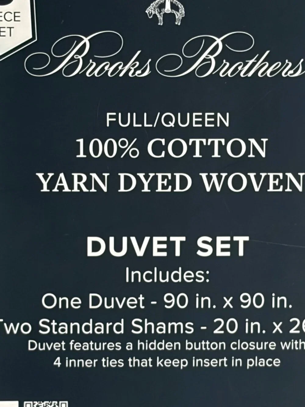 Brooks Brothers Blue & White Stripe Ruffled FULL/QUEEN Size Cotton Duvet Set